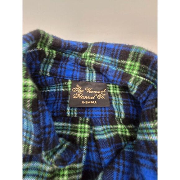 The Vermont Flannel Co. X-Small Plaid Shirt Blue & Green Mens Button Down - Picture 5 of 8
